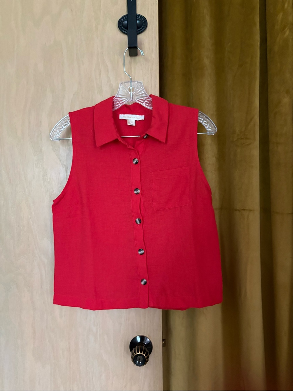 Sleeveless Button-Down Top